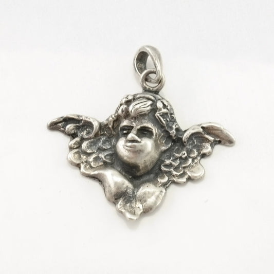 Vintage Cupid Bust Sterling Silver Pendant