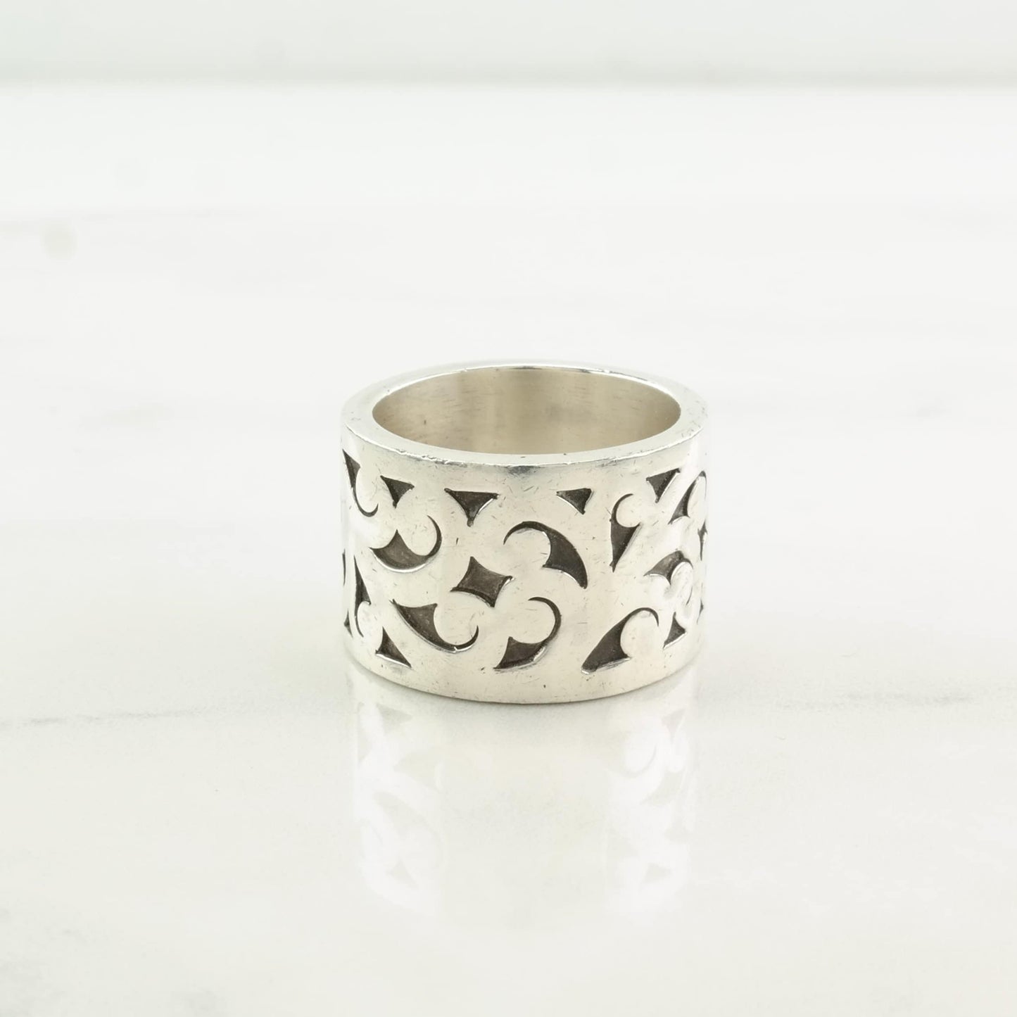 Vintage Lois Hill Sterling Silver Ring, Scroll Swirl design, Oxidized Finish Size 8
