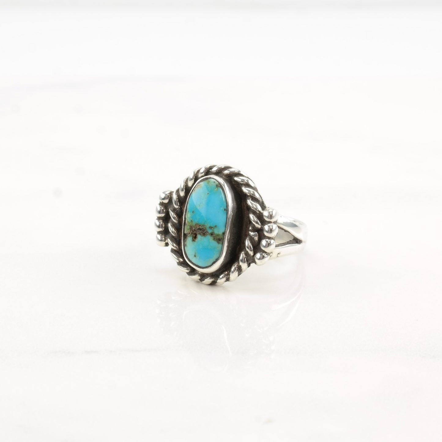 Native American Silver Ring Turquoise Sterling Size 6