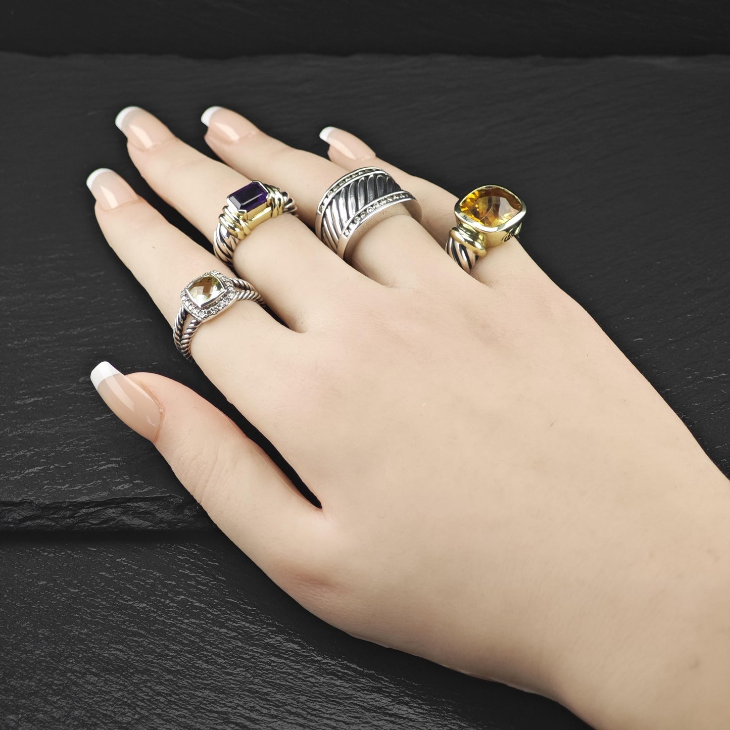 David Yurman Citrine Noblesse Ring, 14k Gold Accent, Sterling Silver