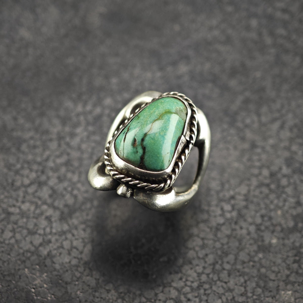 AS IS Sandcast Turquoise Sterling Silver Ring Sz 6 1/2 R6848
