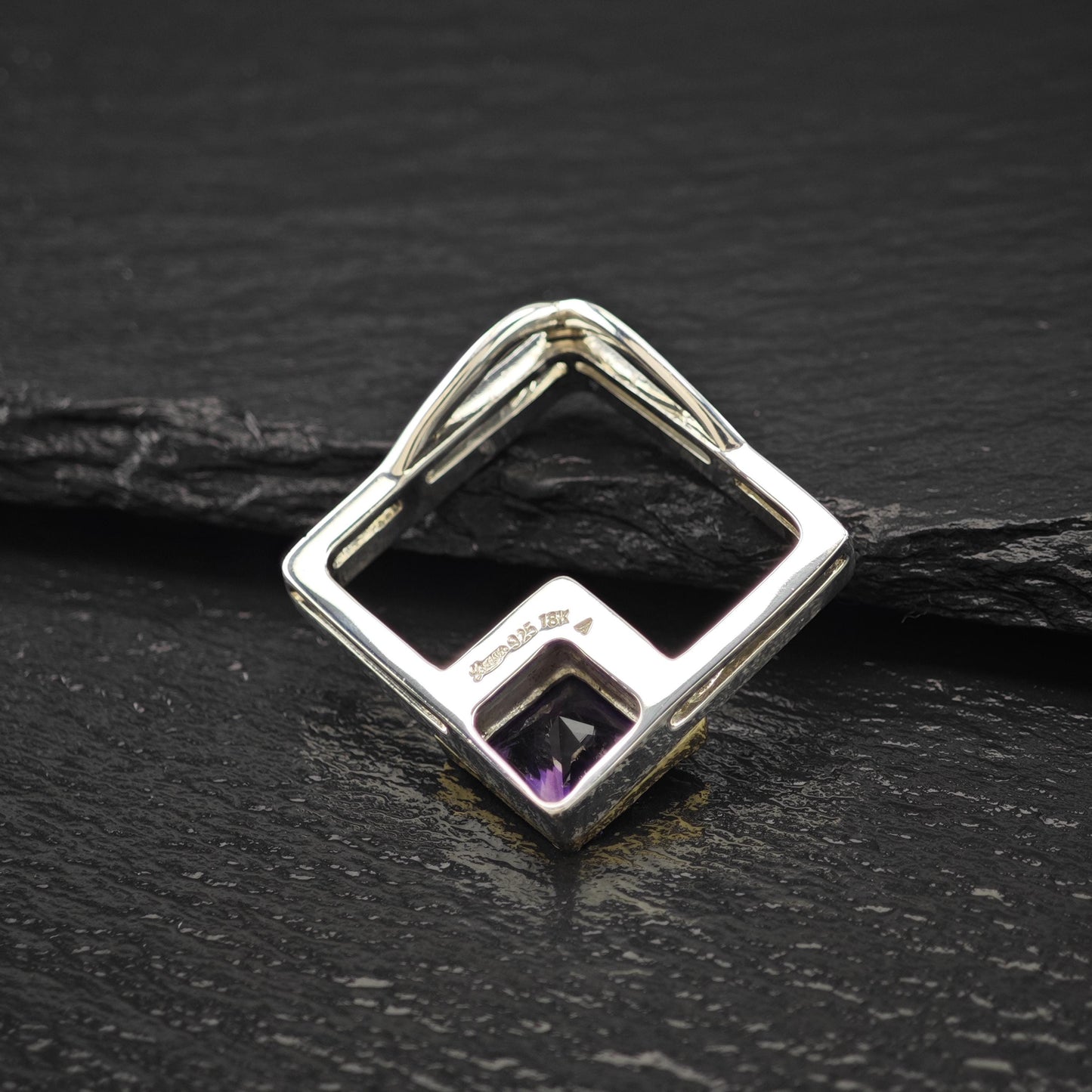 Amethyst 18K Gold Accent Abstract Pendant Sterling Silver P2795