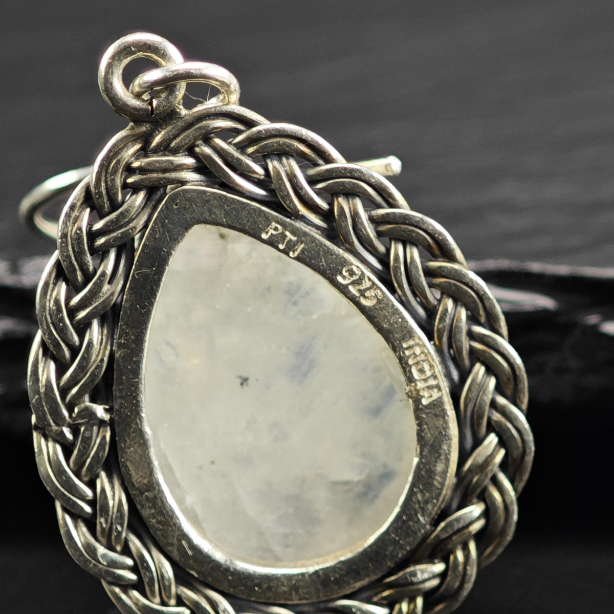 Teardrop Moonstone Braided Detail Sterling Silver Dangle Earrings ER3214