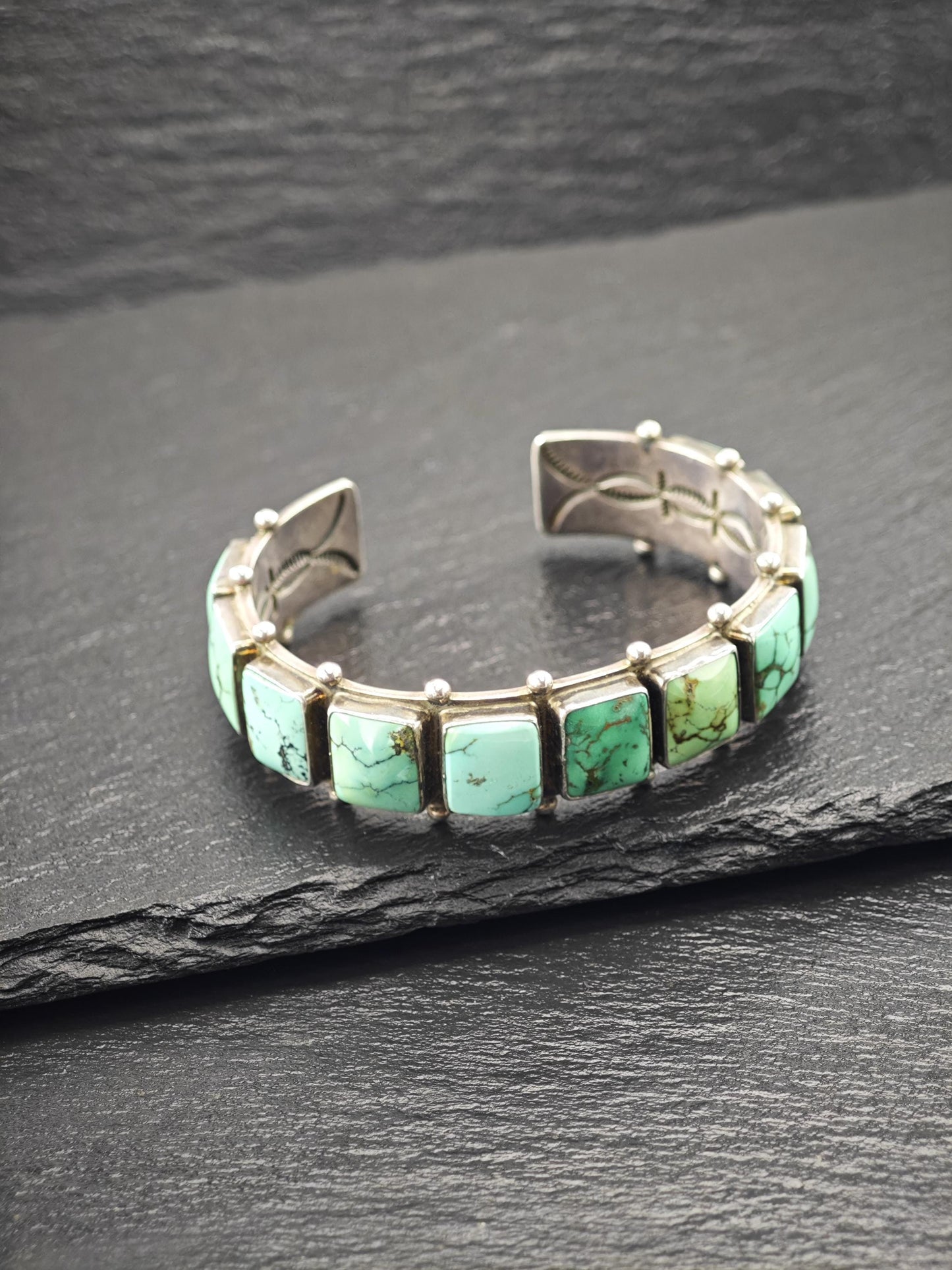 Native American Turquoise Cuff Bracelet Sterling Silver