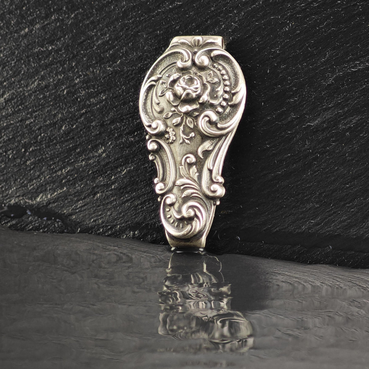 Art Nouveau Repousse Money Clip or Tie Clip Sterling Silver MISC0411