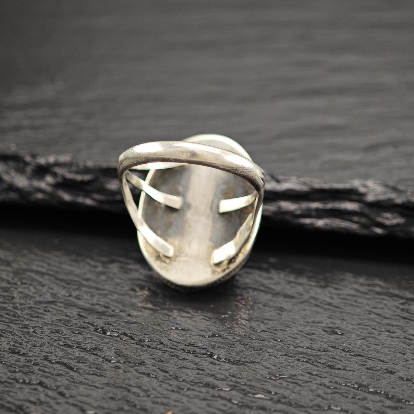 Turquoise #8 Shadowbox Oval Ring Sterling Silver