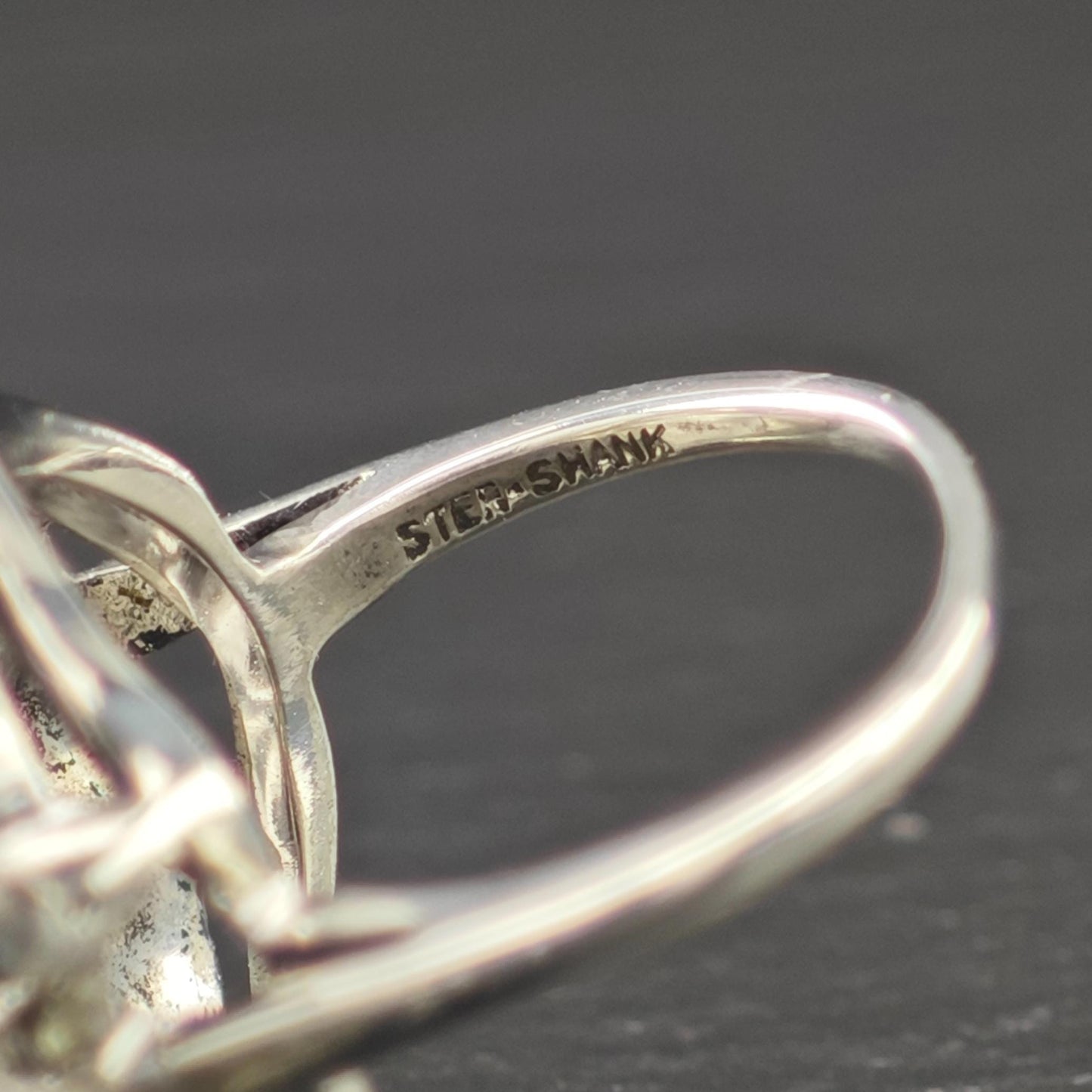 Art Deco Blue and White Dome Ring Sterling Silver Shank