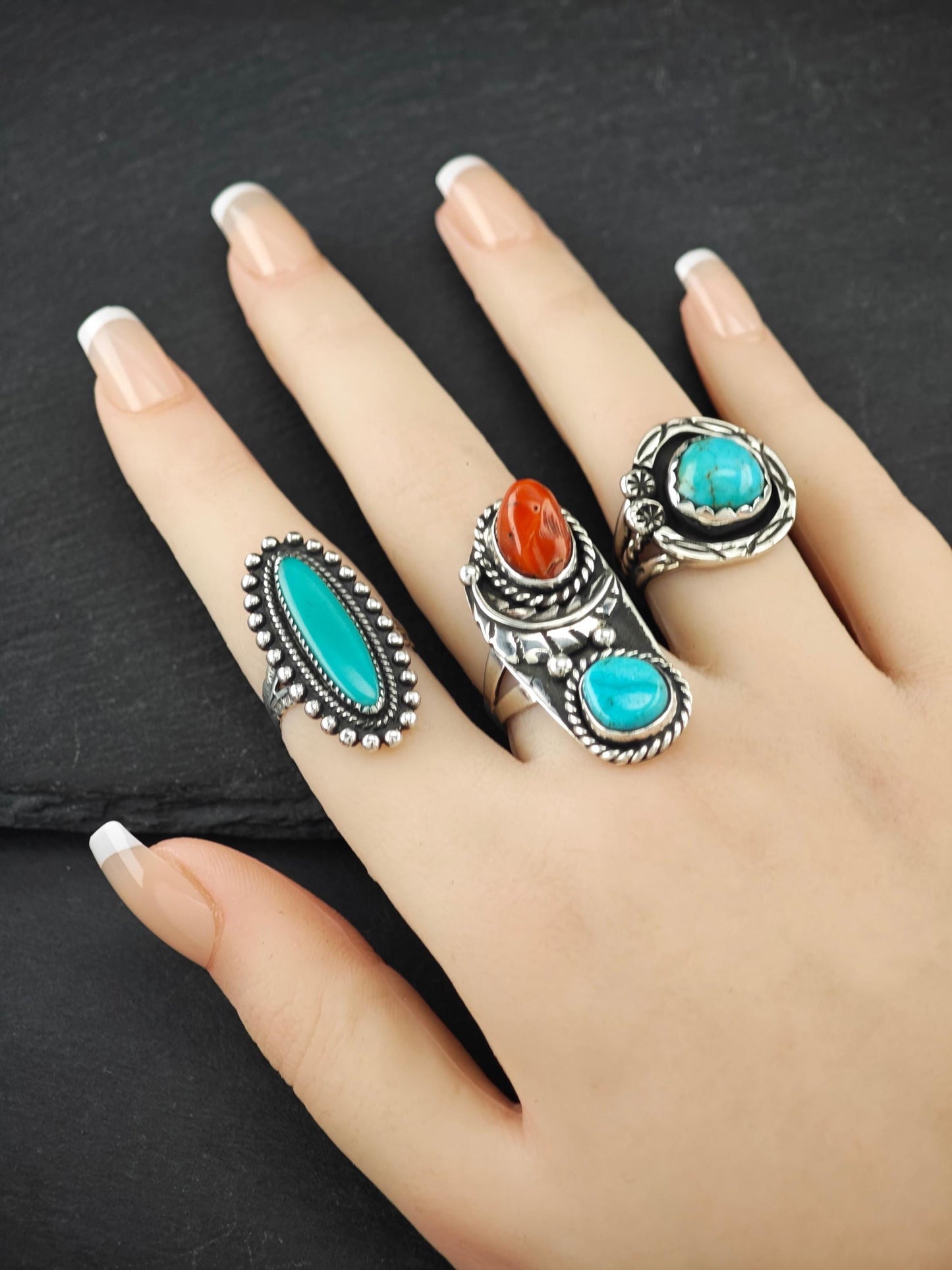 Fred Harvey Era, Block Turquoise Ring Sterling Silver
