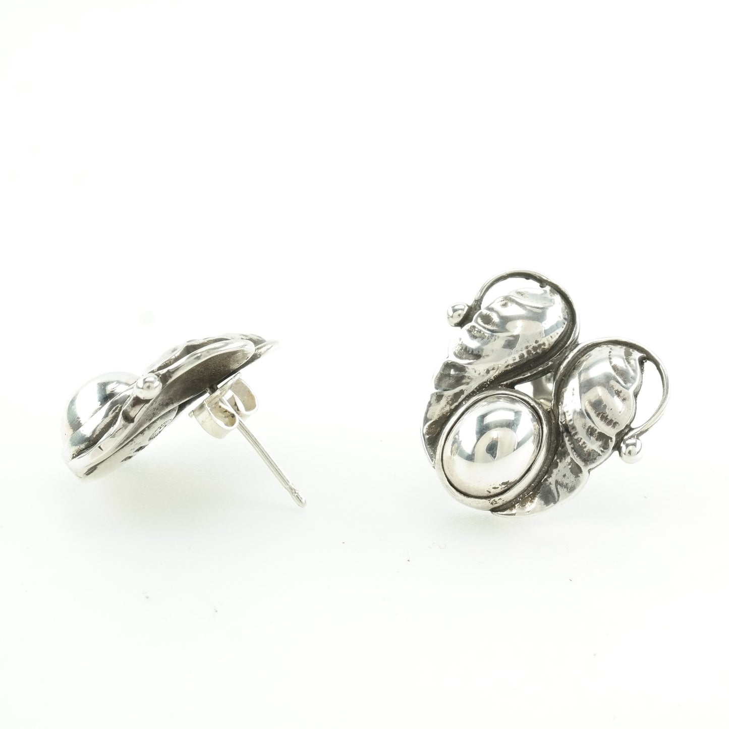 Georg Jensen Sterling Silver Floral Wings Earrings Stud