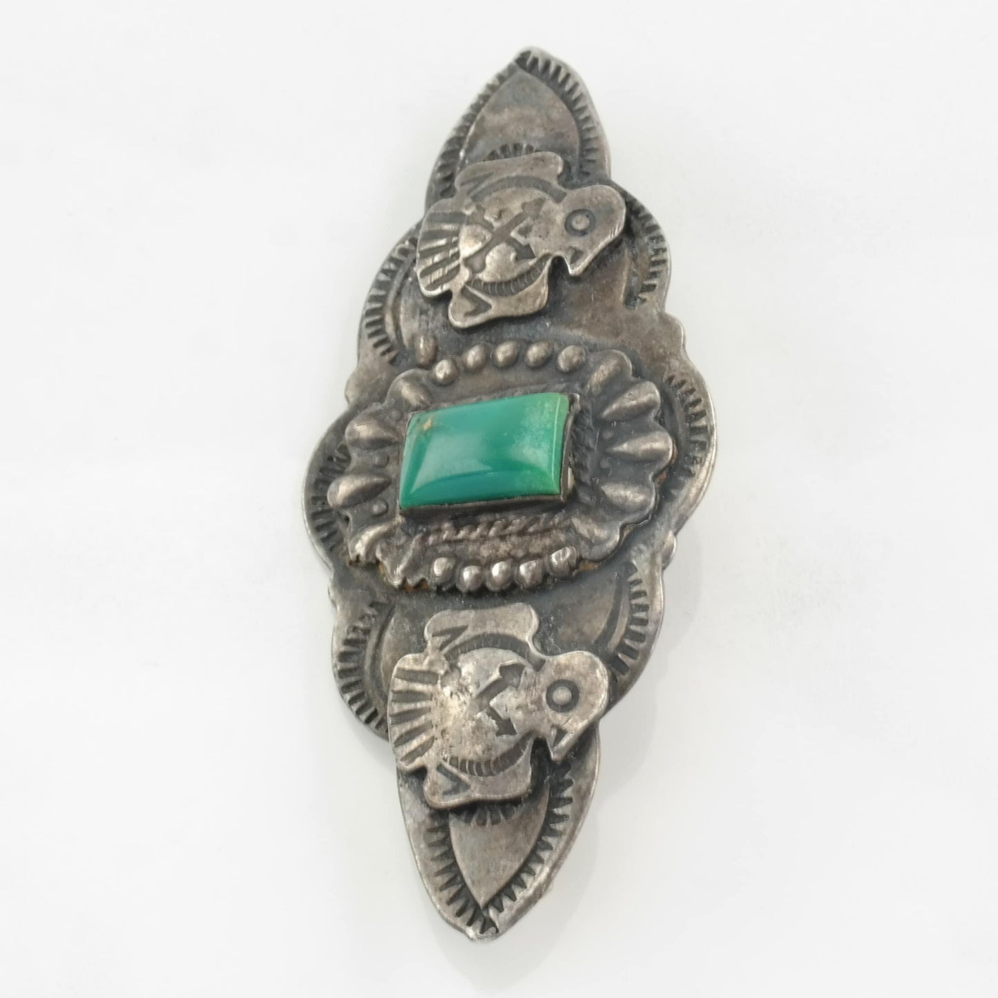 Native American Turquoise Sterling Silver Brooch Stamped, Bird