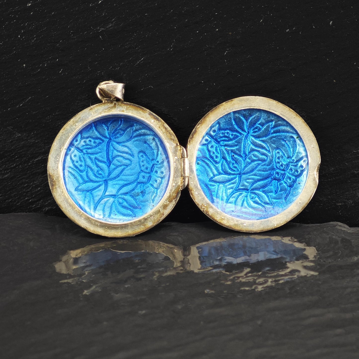 Enamel Floral Locket Pendant Sterling Silver P3045