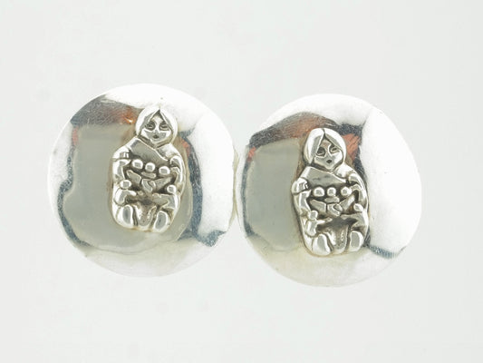 Native American Sterling Silver Fertility Symbol Stud Earrings