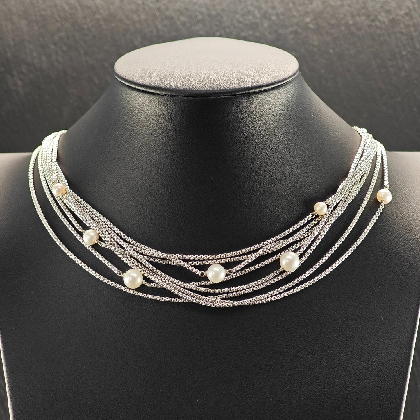 David Yurman Multi-Strand 18" Pearl Necklace Sterling Silver