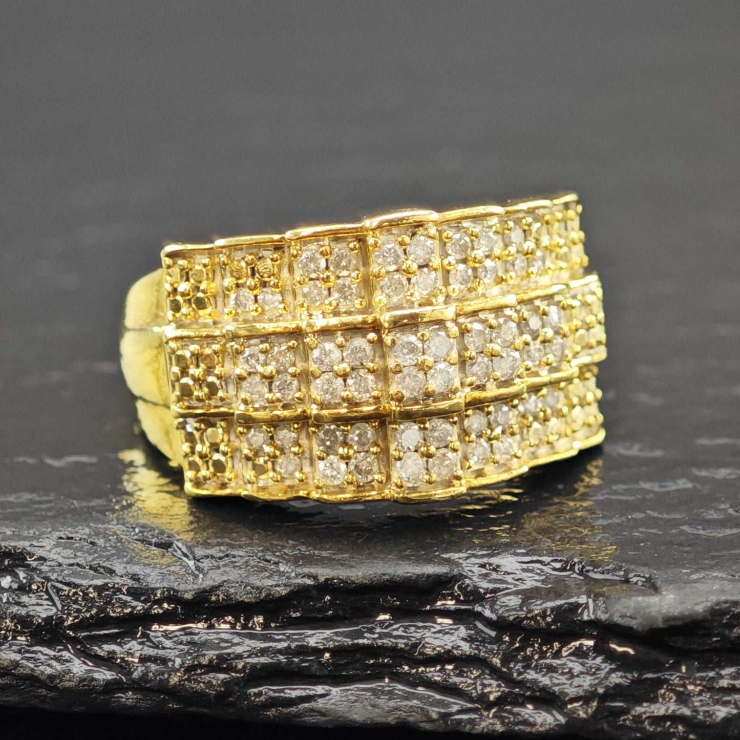 Diamond Gold Plated Ring Sterling Silver Sz 7