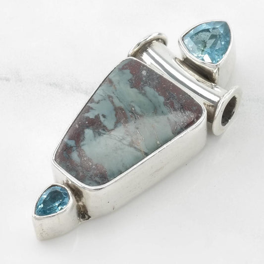 Vintage Charles Albert Blue Gemstone, Topaz Sterling Silver Pendant