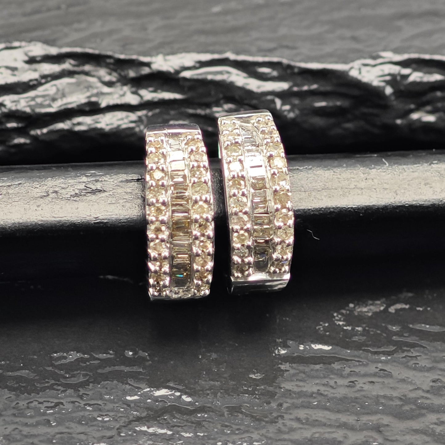 1/2cttw Diamond Mini Hoops Latch Back Sterling Silver Earrings ER3193