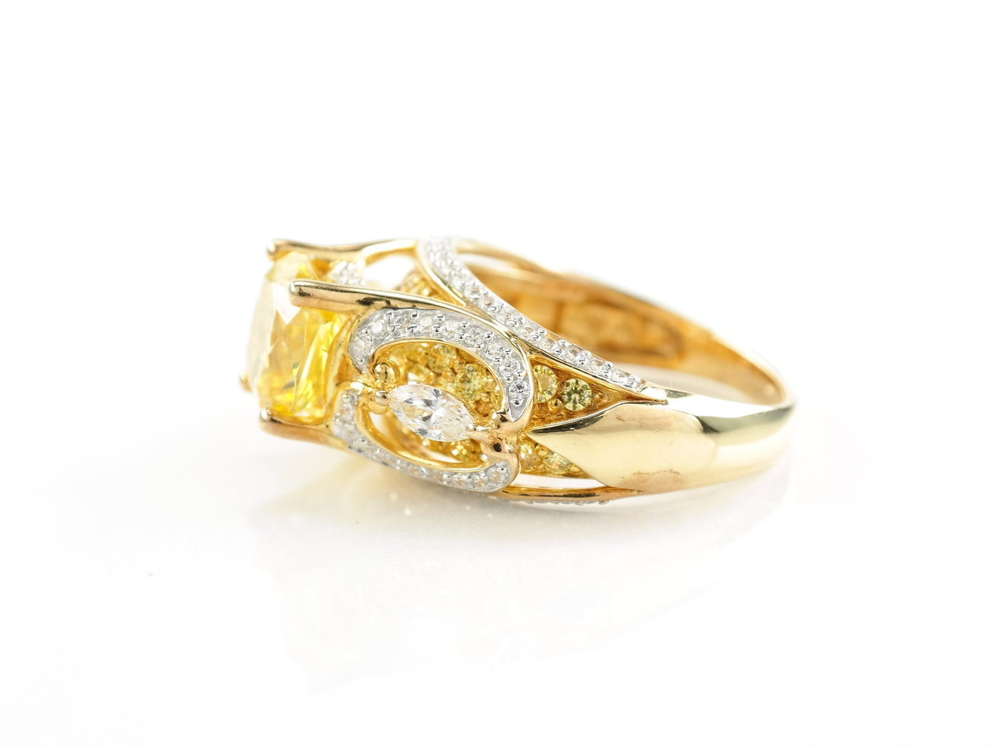 Sterling Silver Ring CZ Gold Plated Size 7