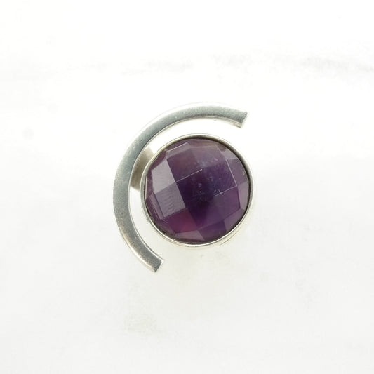 DTR Silver Ring Amethyst Modernist Sterling Purple Size 7