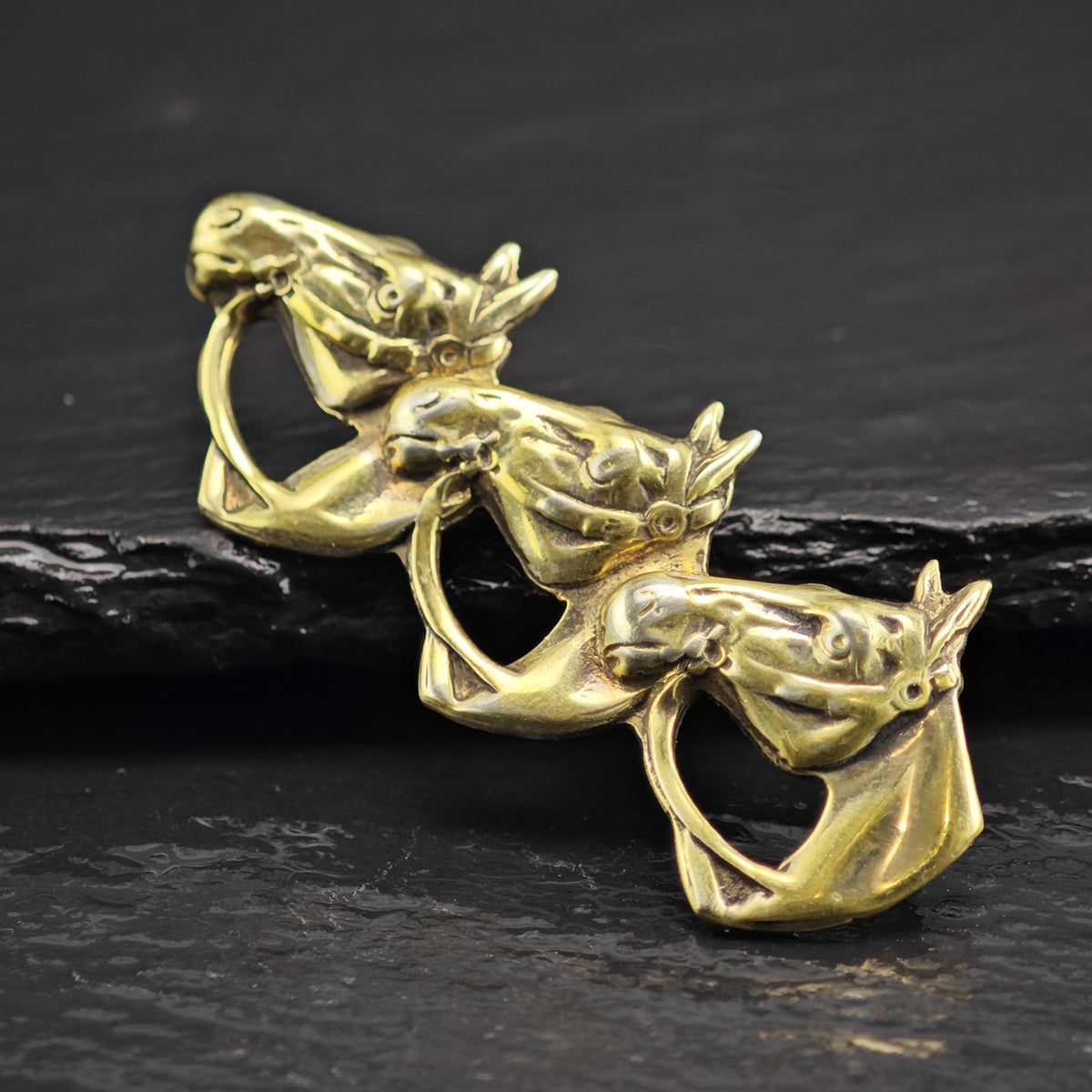 Gold Plated Horse Head Brooch Sterling Silver B2242