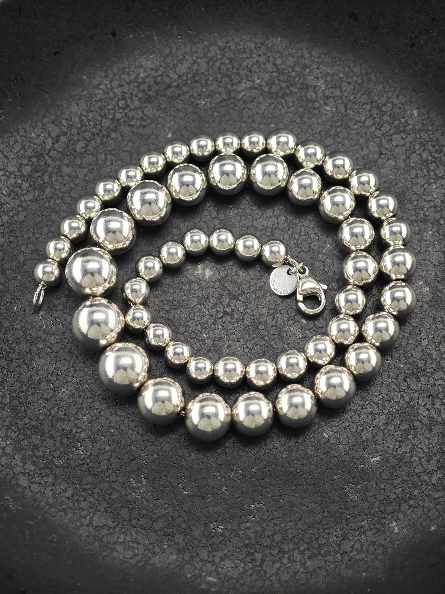 Vintage Tiffany & Co Hardwear, Beaded Necklace Sterling Silver N2488