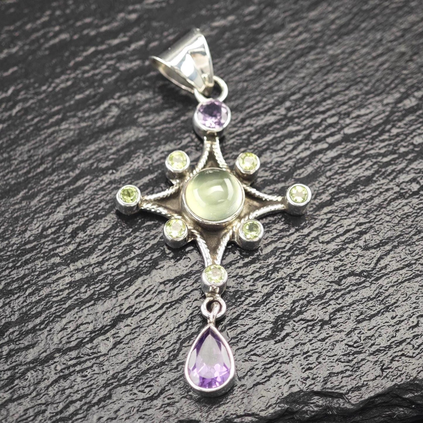 SLG Amethyst, Peridot Cross Pendant Sterling Silver P2723