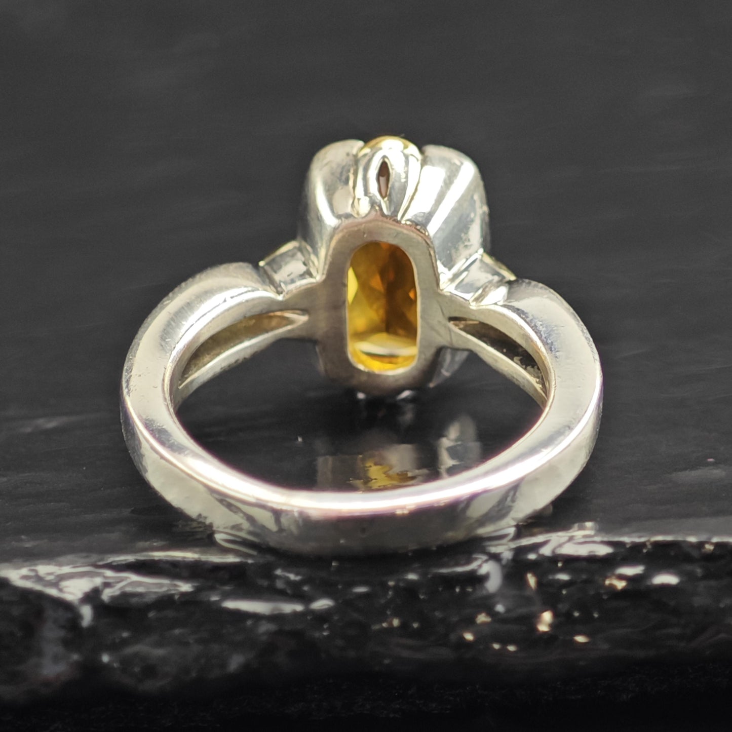 Vintage Lorenzo Citrine 18K Gold Accent Sterling Silver Ring Sz 8 3/4 R6576