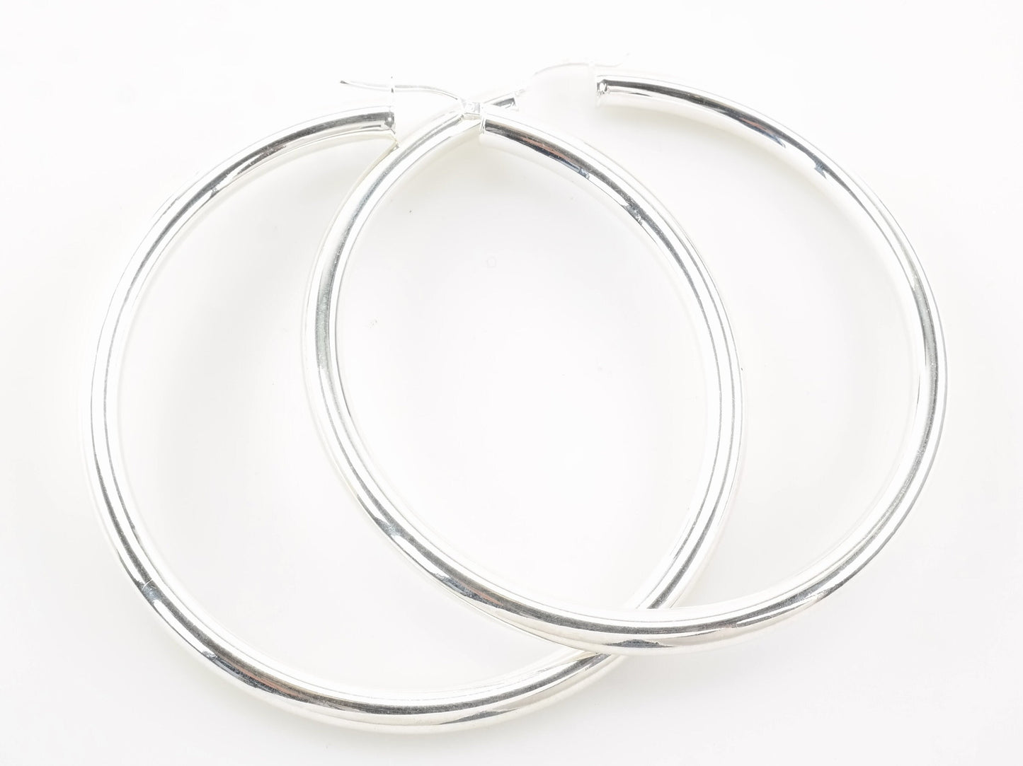 Sterling Silver 5mm Wide Earrings Hoop 2 7/8"