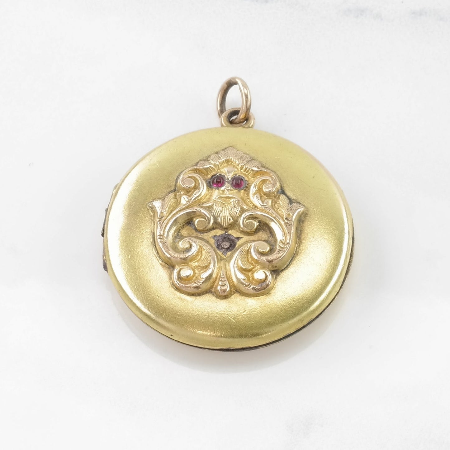 Vintage Art Nouveau Paste Locket Gold Fill Pendant