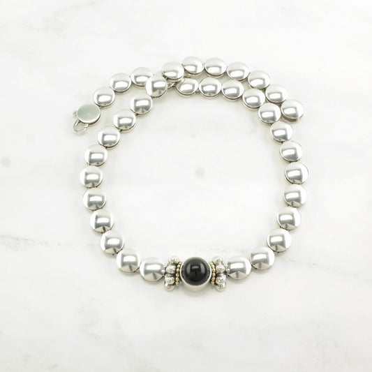 Lagos, Caviar Sterling Silver Onyx 18k Gold, Accents Necklace