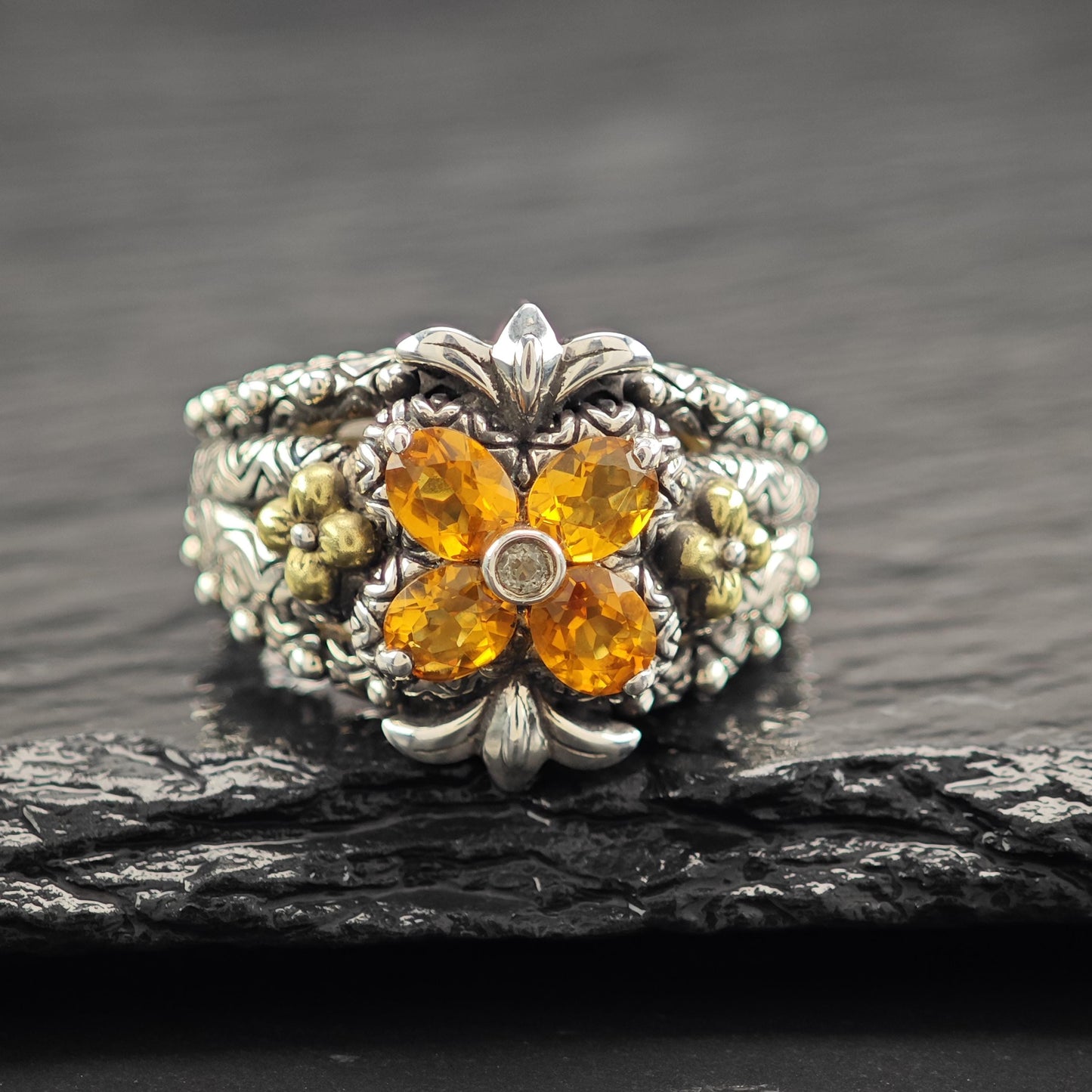 Barbara Bixby 18K Gold Accents, Citrine Ring Sterling Silver R5822