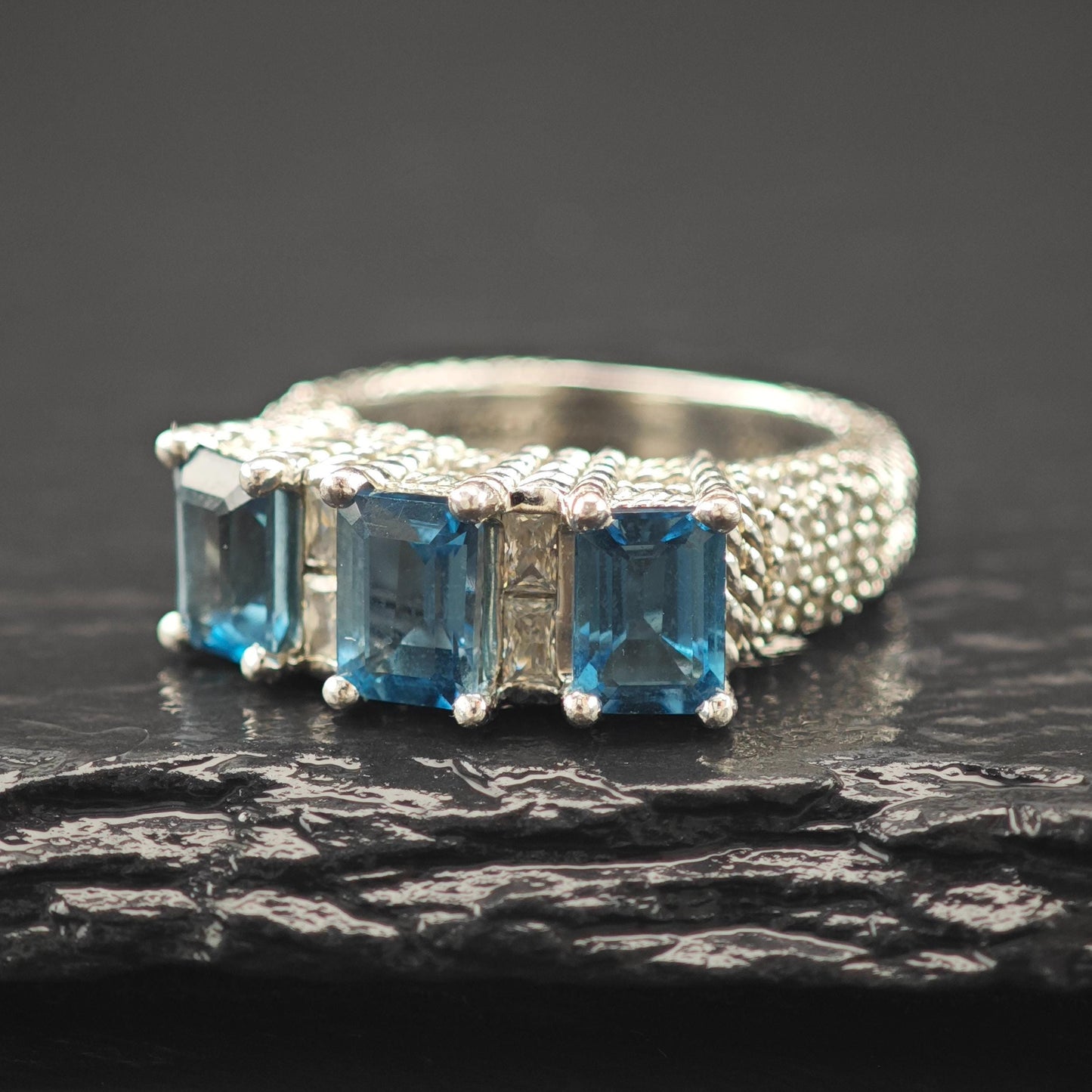 Judith Ripka Topaz, CZ Ring Sterling Silver