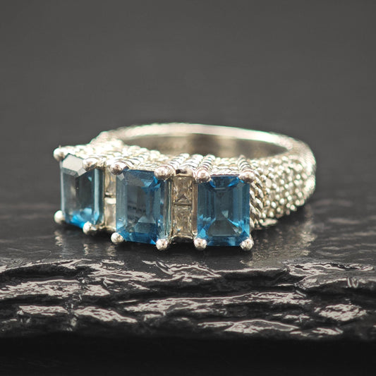 Judith Ripka Topaz, CZ Ring Sterling Silver