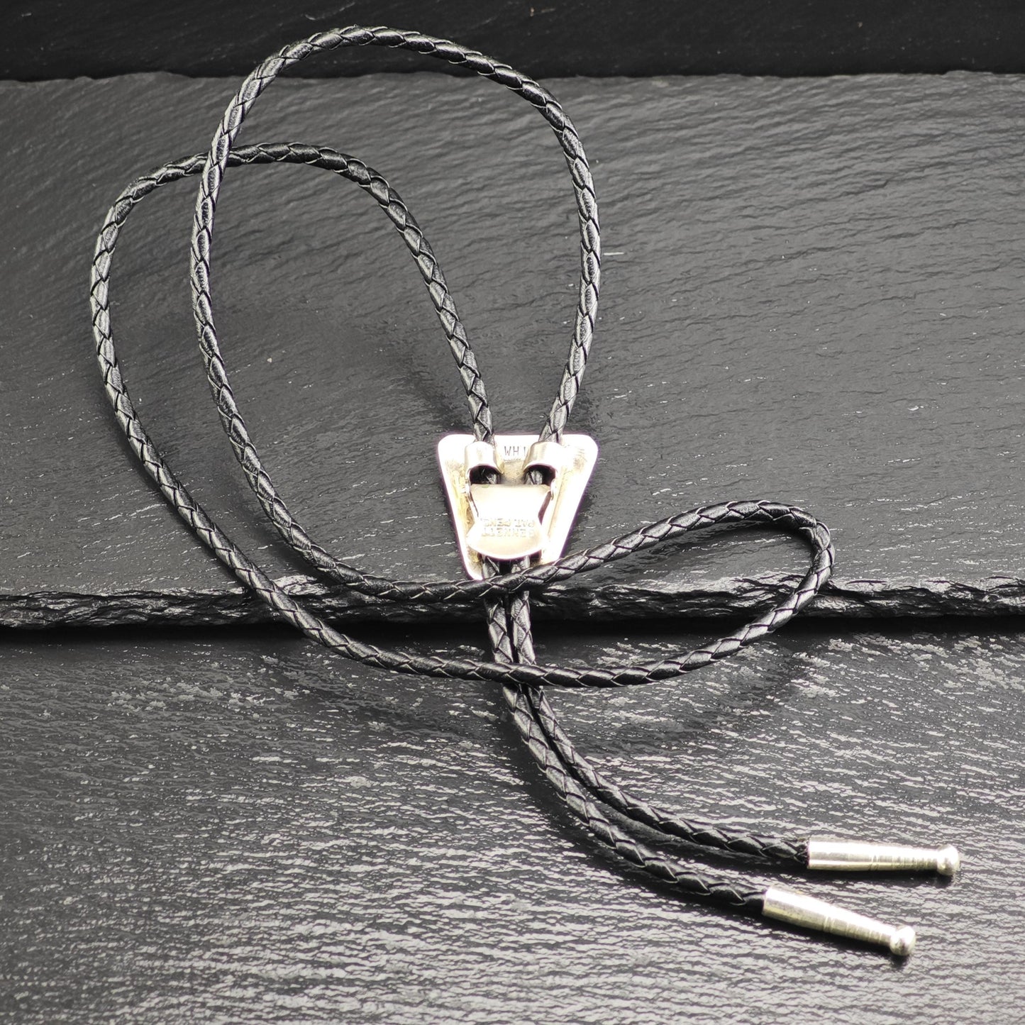 Vintage Native American Sterling Silver Turquoise Overlay Bolo Tie Necklace N2741