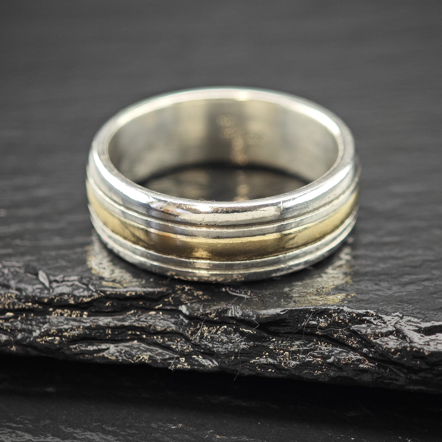 James Avery 14K Gold Accent Band Sterling Silver Sz 12