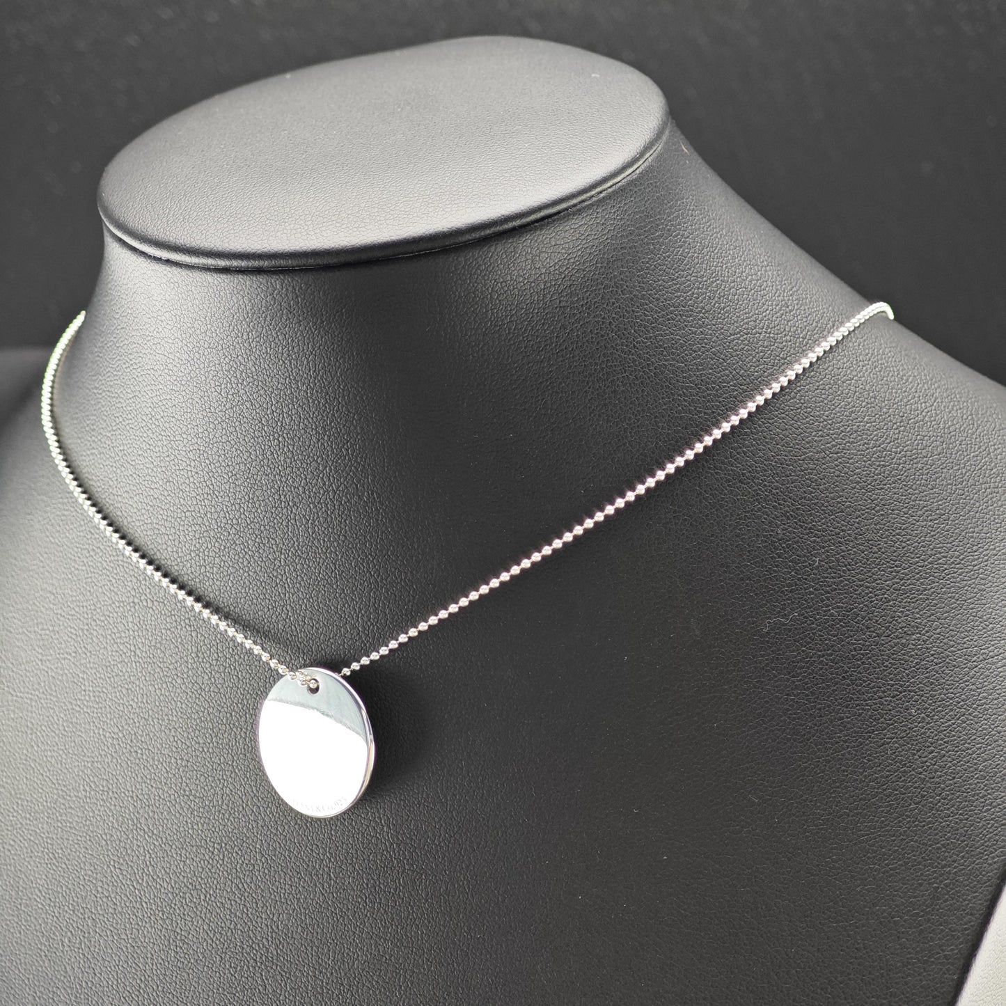 Vintage Tiffany & Co. Sterling Silver Round Pendant 19mm Necklace