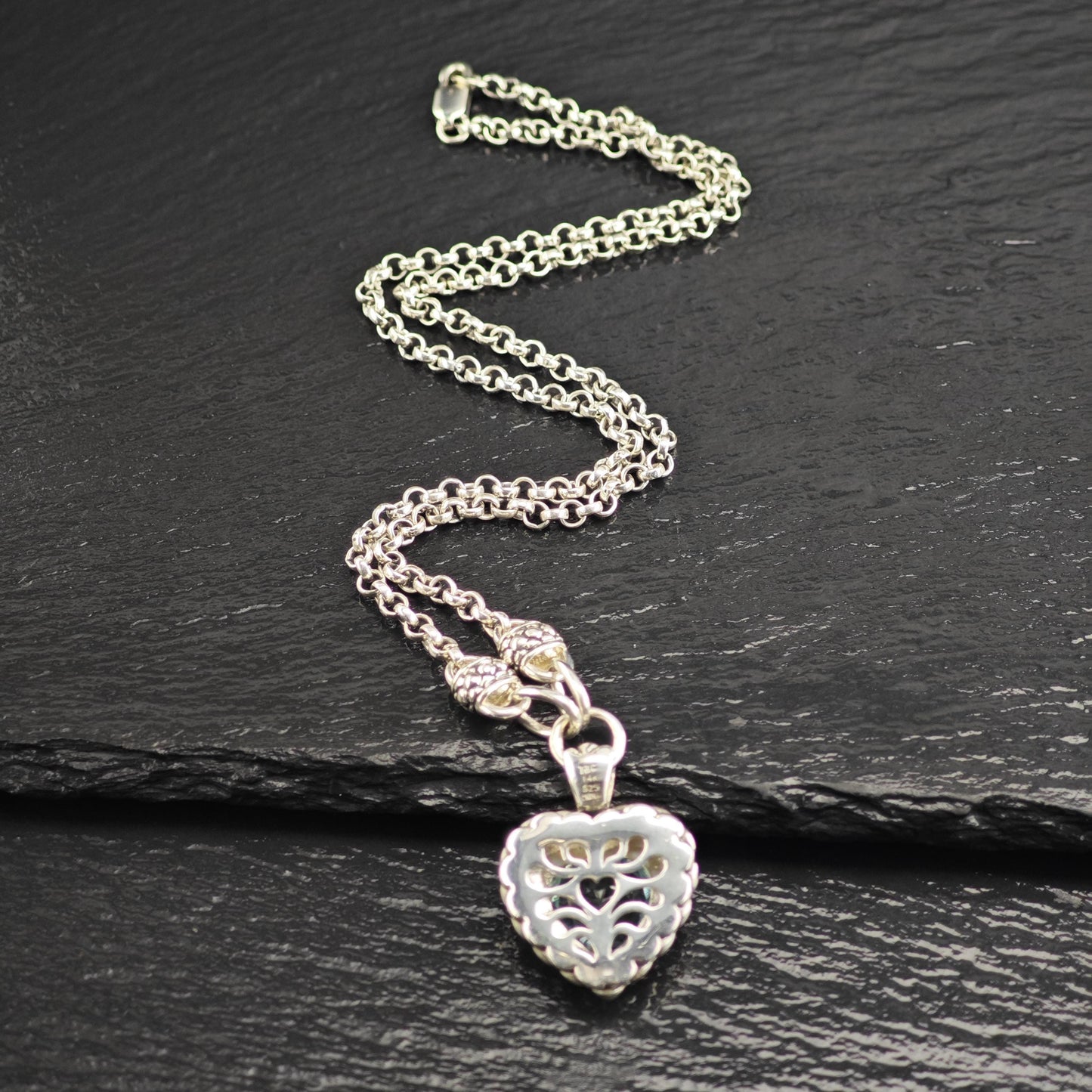 Designer Topaz 14K Gold Accent, Heart Sterling Silver Necklace N2731
