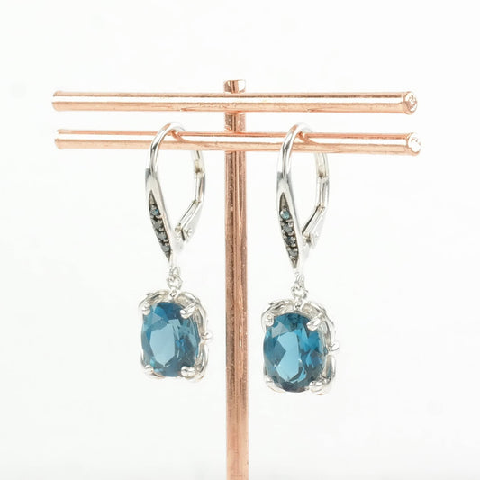 Sterling Silver Blue Blue Topaz Earrings Fish hook