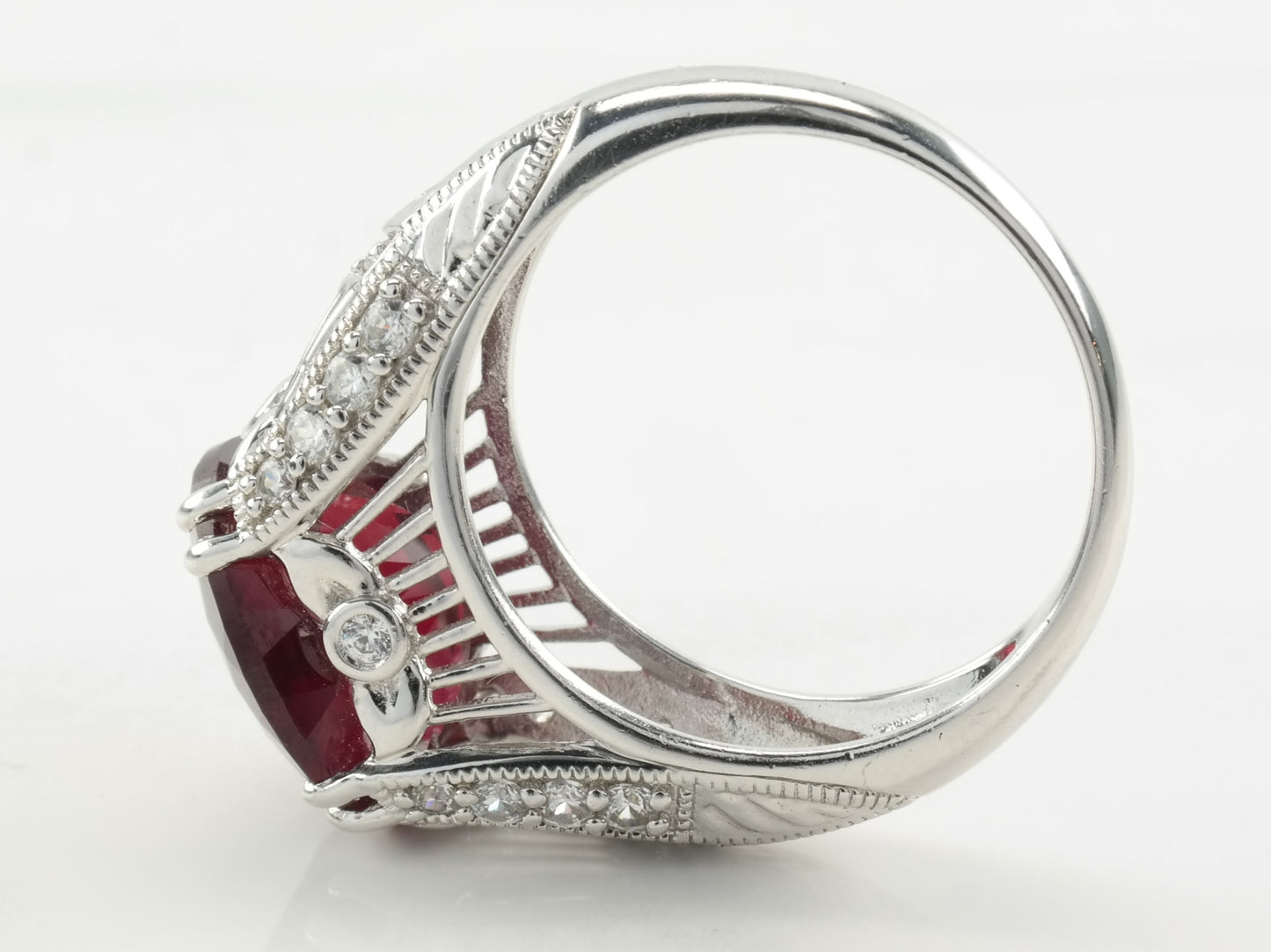 Vintage Sterling Silver Ring Ruby, Gemstones Size 7