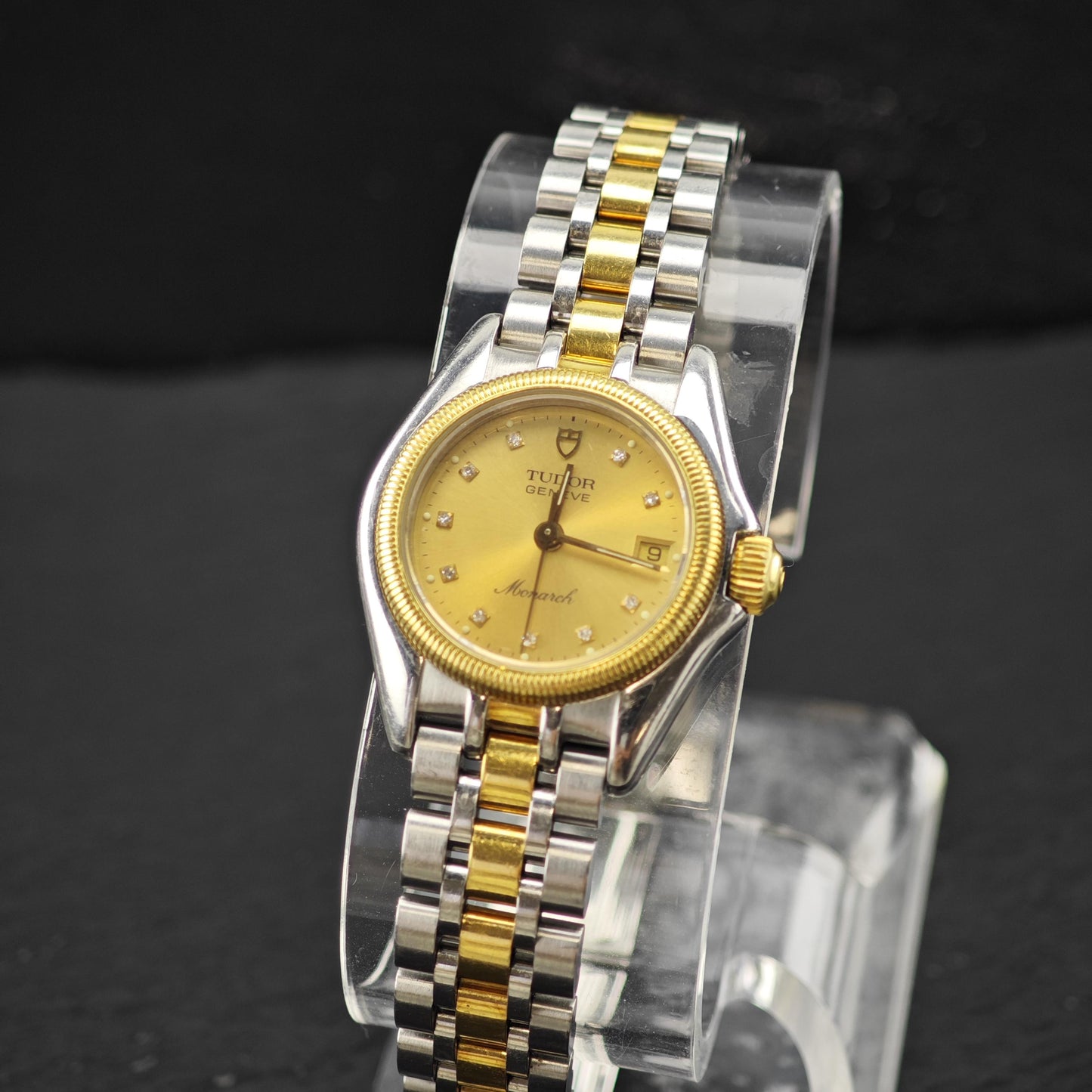 Vintage Tudor Monarch Diamond Dial Wristwatch 27mm, Stainless & 18K Gold