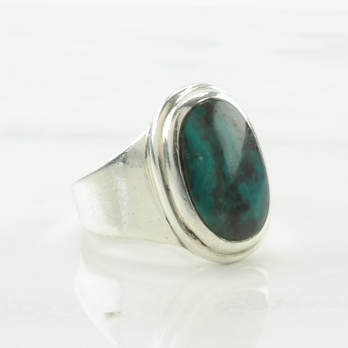 Native American Silver Ring Turquoise Sterling Blue Size 6 1/2