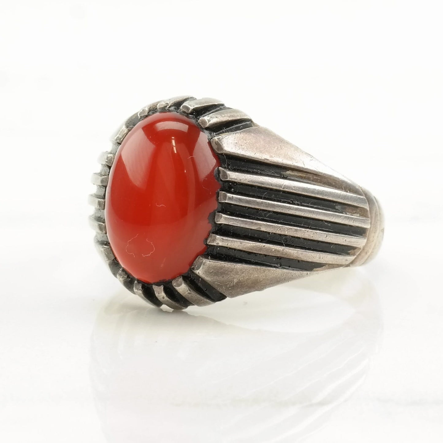 Sterling Silver Ring Carnelian Size 12 1/4