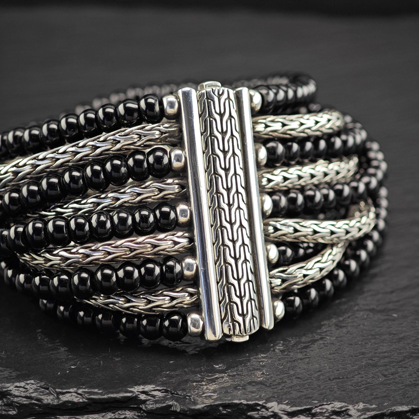John Hardy Bracelet Black Onyx Multi-Strand Sterling Silver