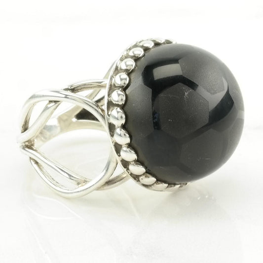 Vintage DTR Silver Ring Onyx Soccer Ball Sterling Black Size 9 1/4