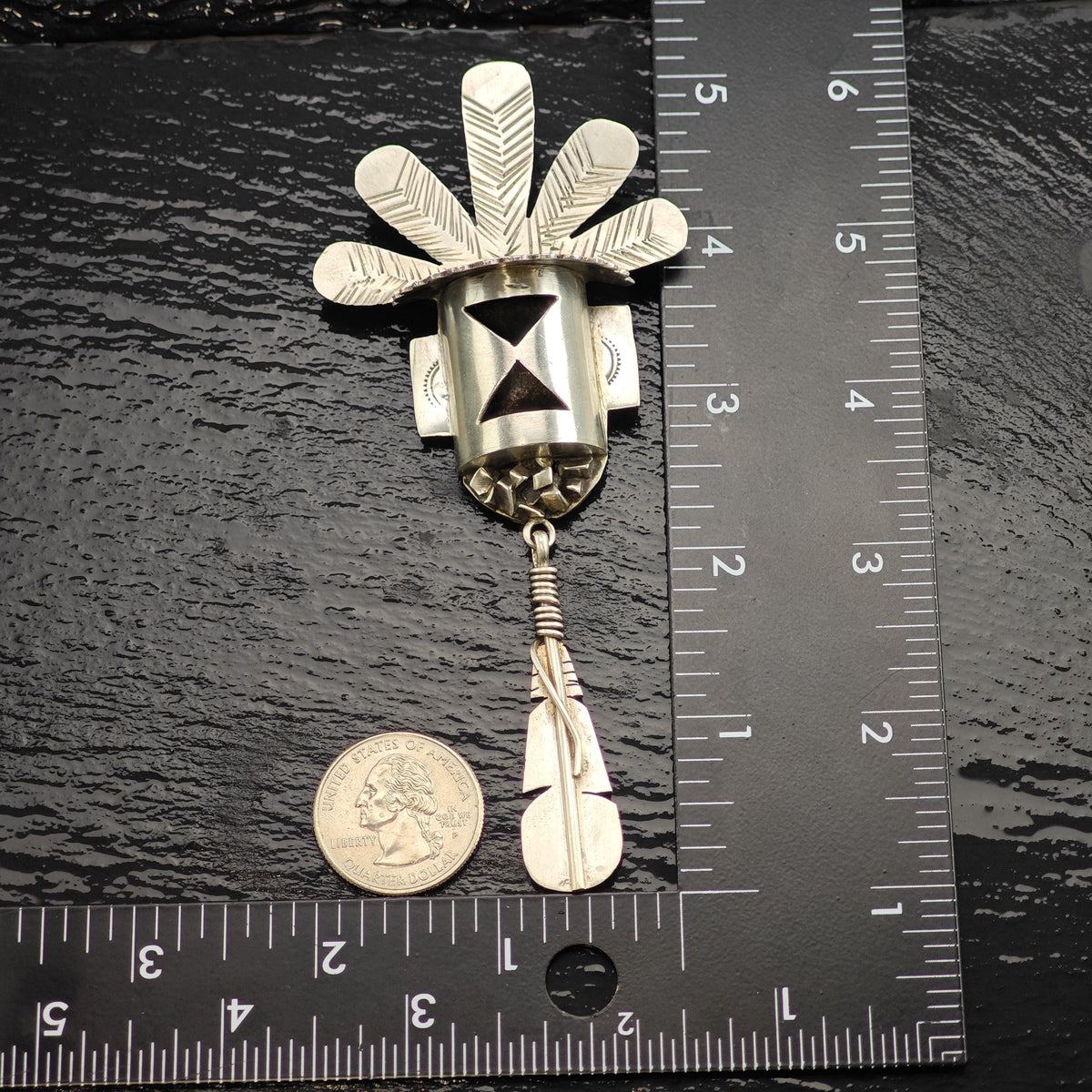 Large Kachina, Feather Sterling Silver Pendant/Brooch P3140