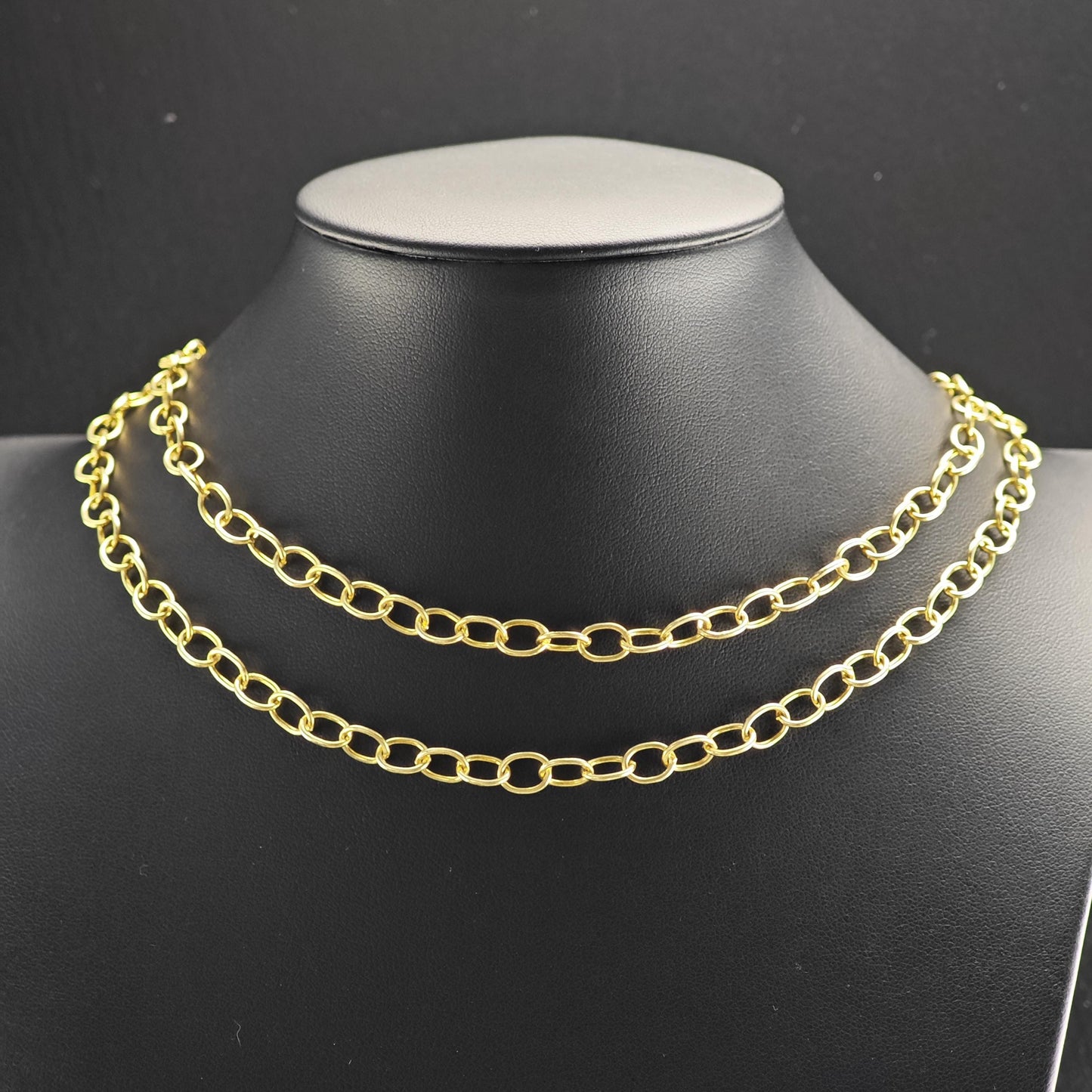 Gold Plated Oval Chain Sterling Silver Necklace N2754