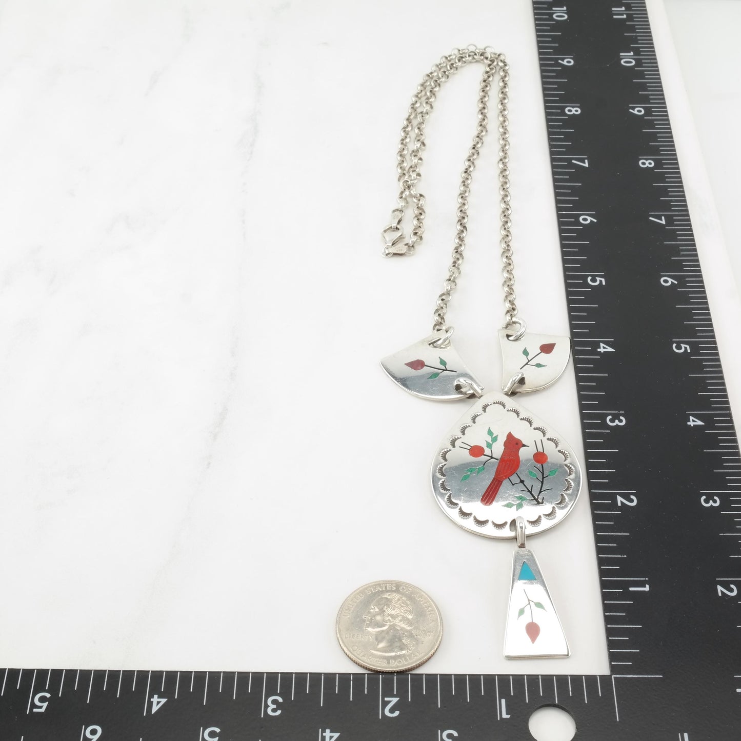 Floral, Cardinal Sterling Silver Necklace N2413