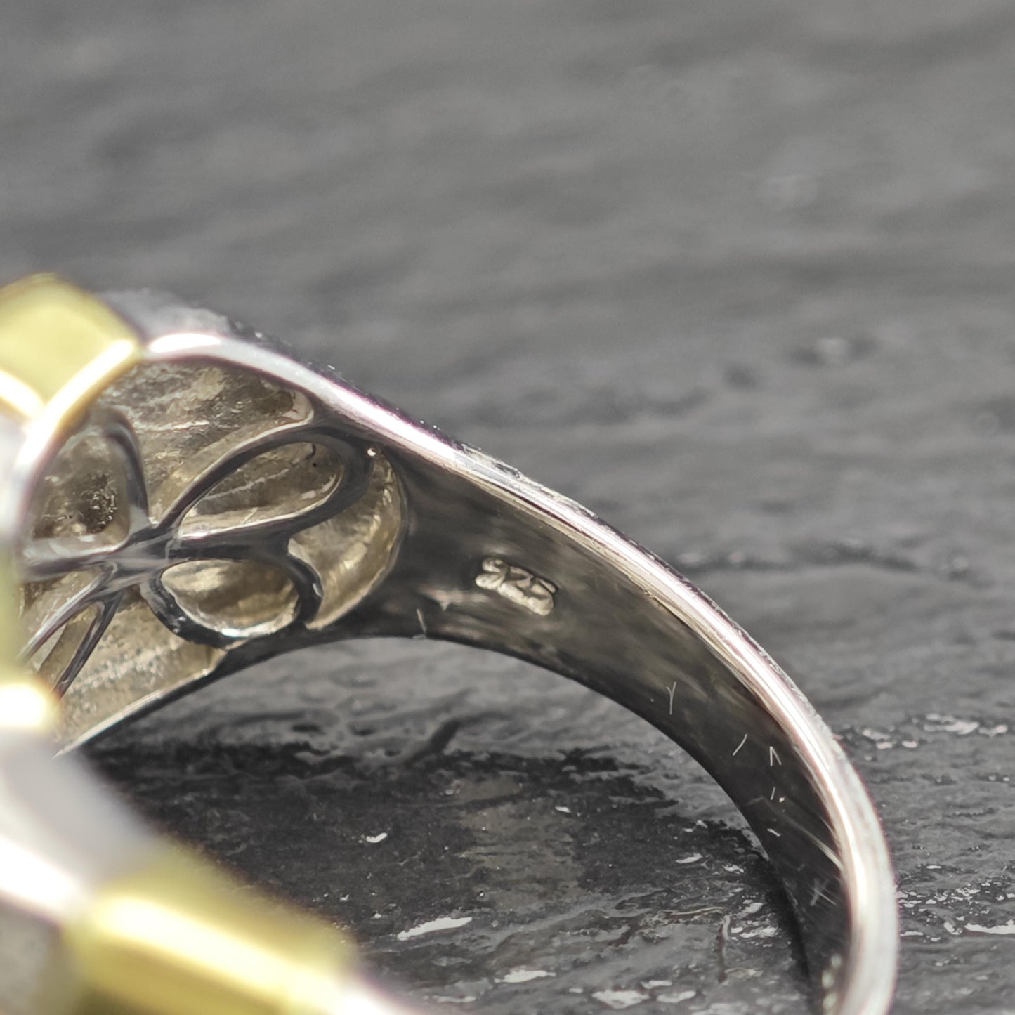 Sterling Silver Gold Gilded Diamond Ring JWBR