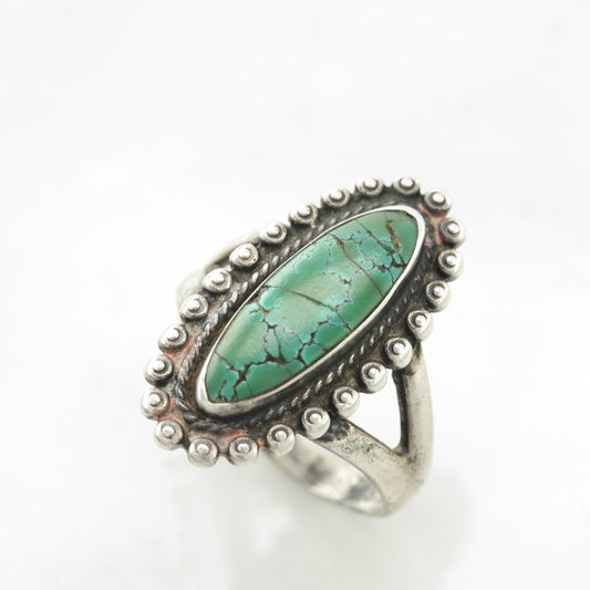 Vintage Native American Green Turquoise Silver Ring Sterling Size 7