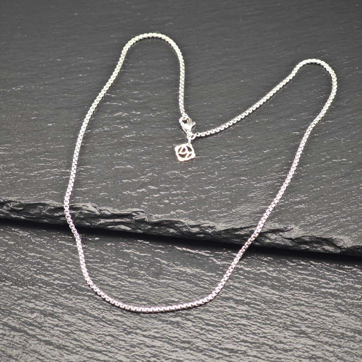 Vintage David Yurman Sterling Silver Gold 14K Gold Tag 2mm Box Chain Necklace