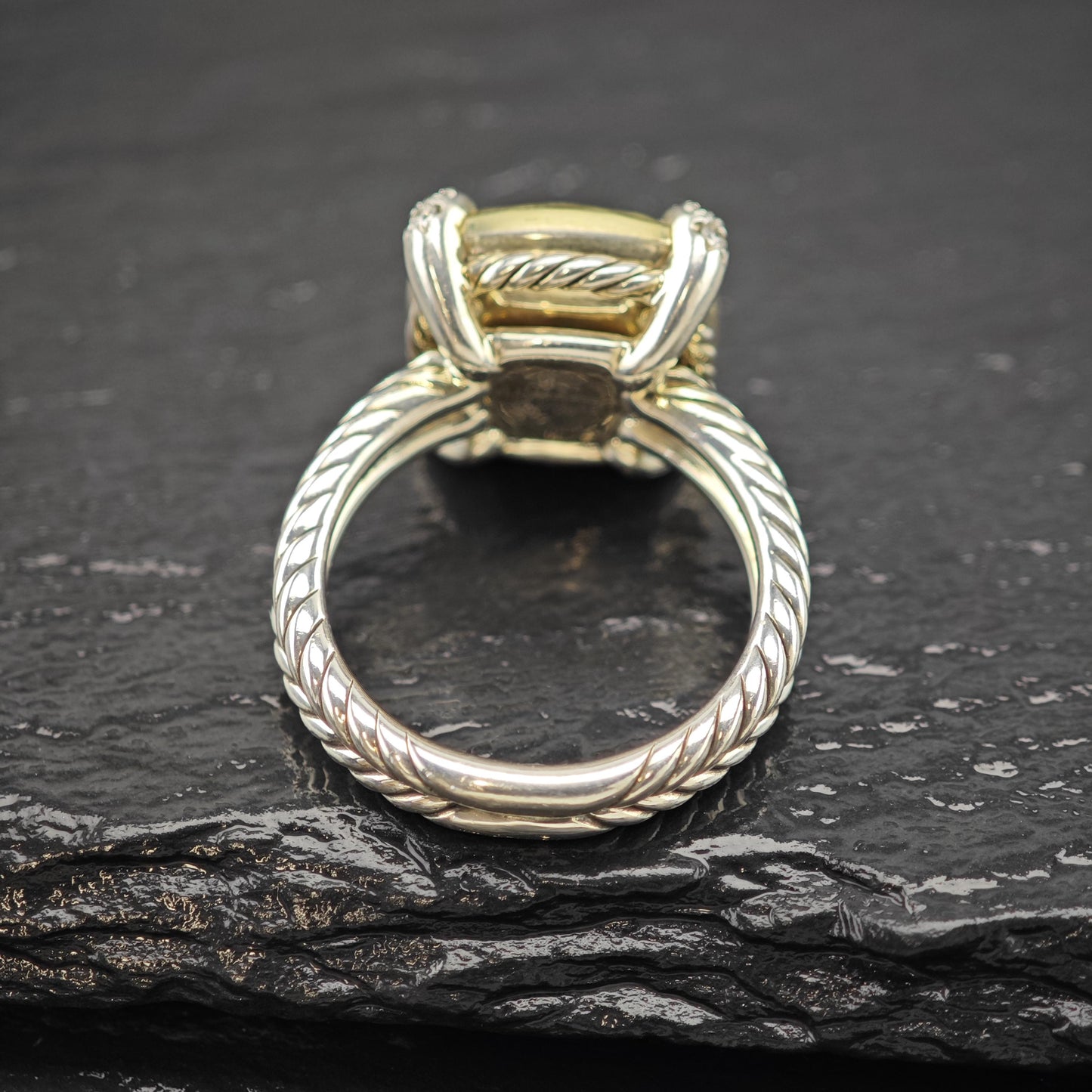 Vintage David Yurman 18K Gold Accent Diamond Ring Sterling Silver Sz 8